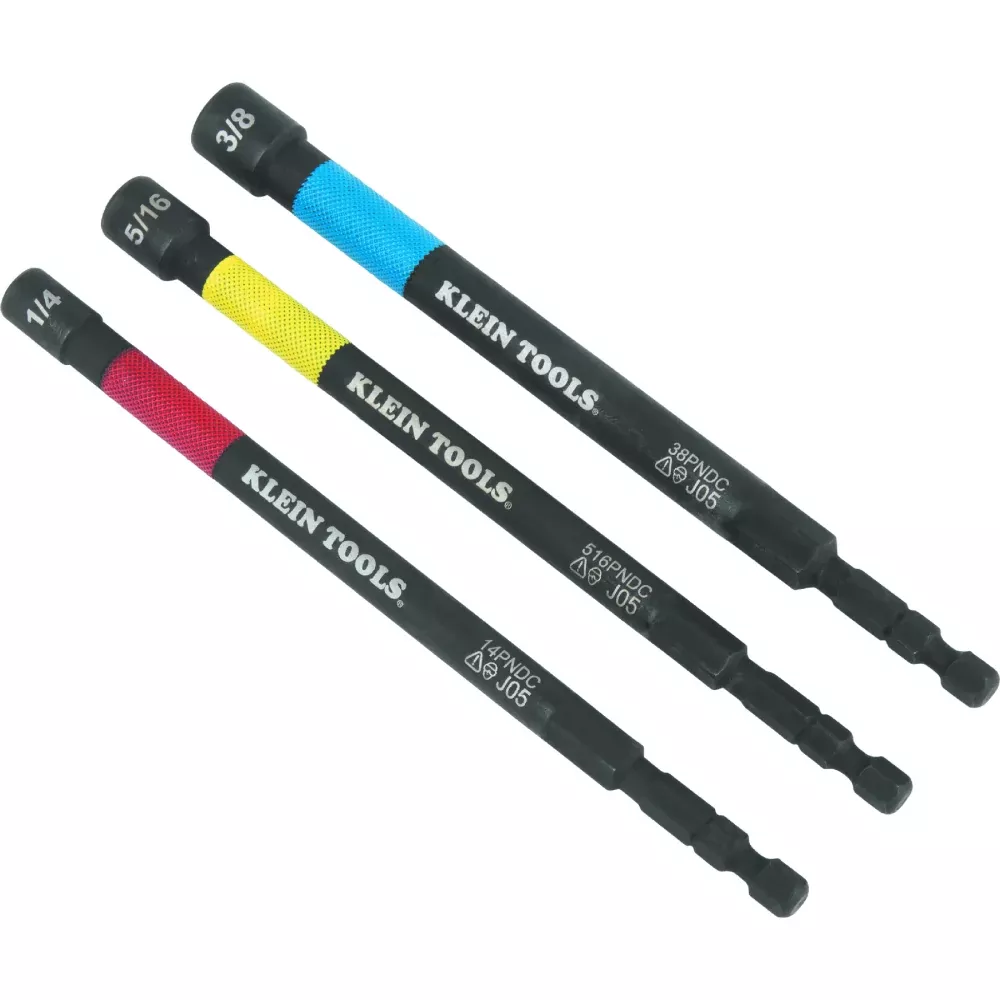 Klein Tools 65411PK3 Color-Coded Power Nut Setter, 3 Pc