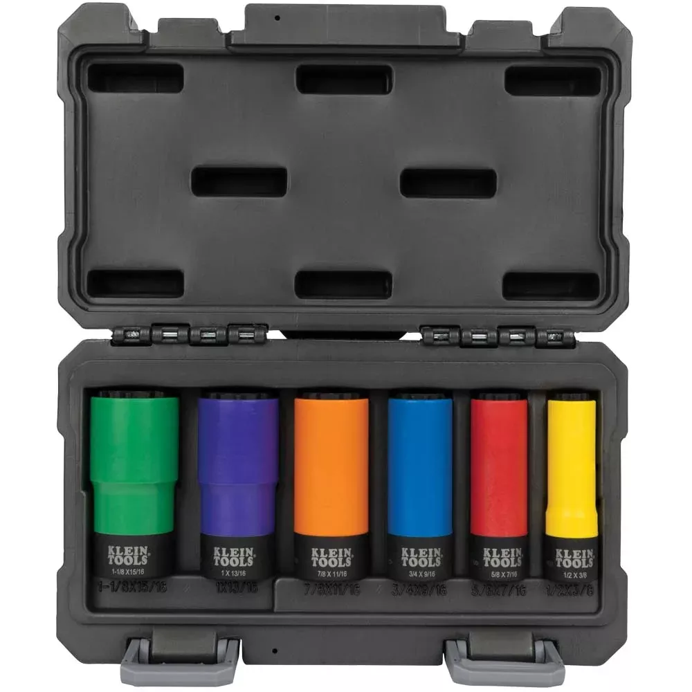 Klein Tools 66033 Coated Socket Set, 12-Point, 6 Pc