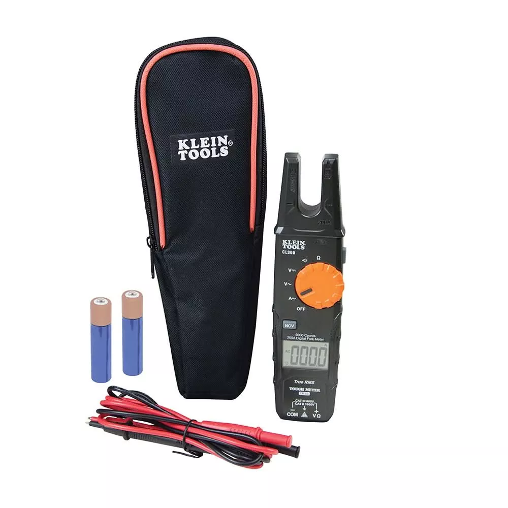 Klein Tools CL360 Electrical Tester, Open Jaw Fork Meter, AC Auto-Ranging, 200 Amp