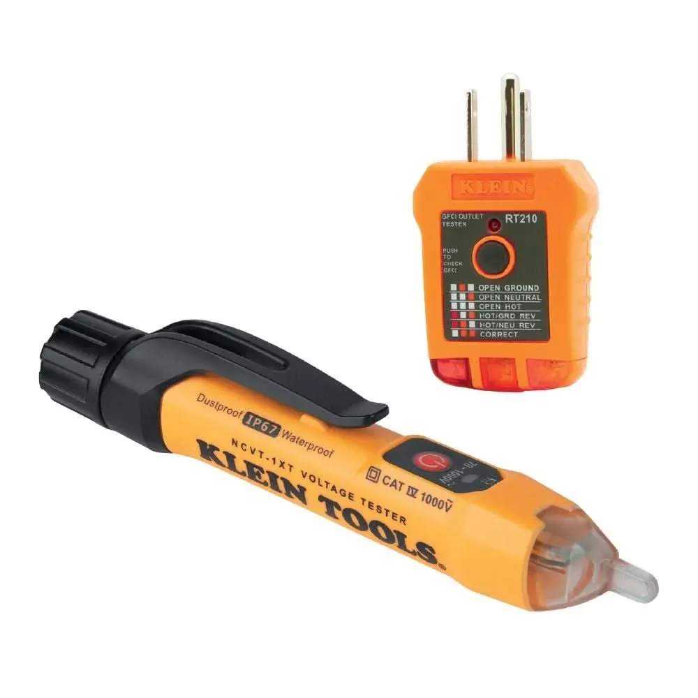 Klein Tools NCVT1XTKIT 70 - 1000V Non-Contact AC Voltage and GFCI Receptacle Tester Kit