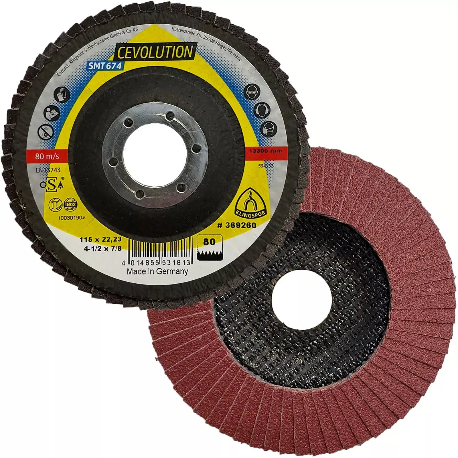 Klingspor Flap Disc Abrasive Mop Ceramic 115mm SMT674 Supra CEVOLUTION