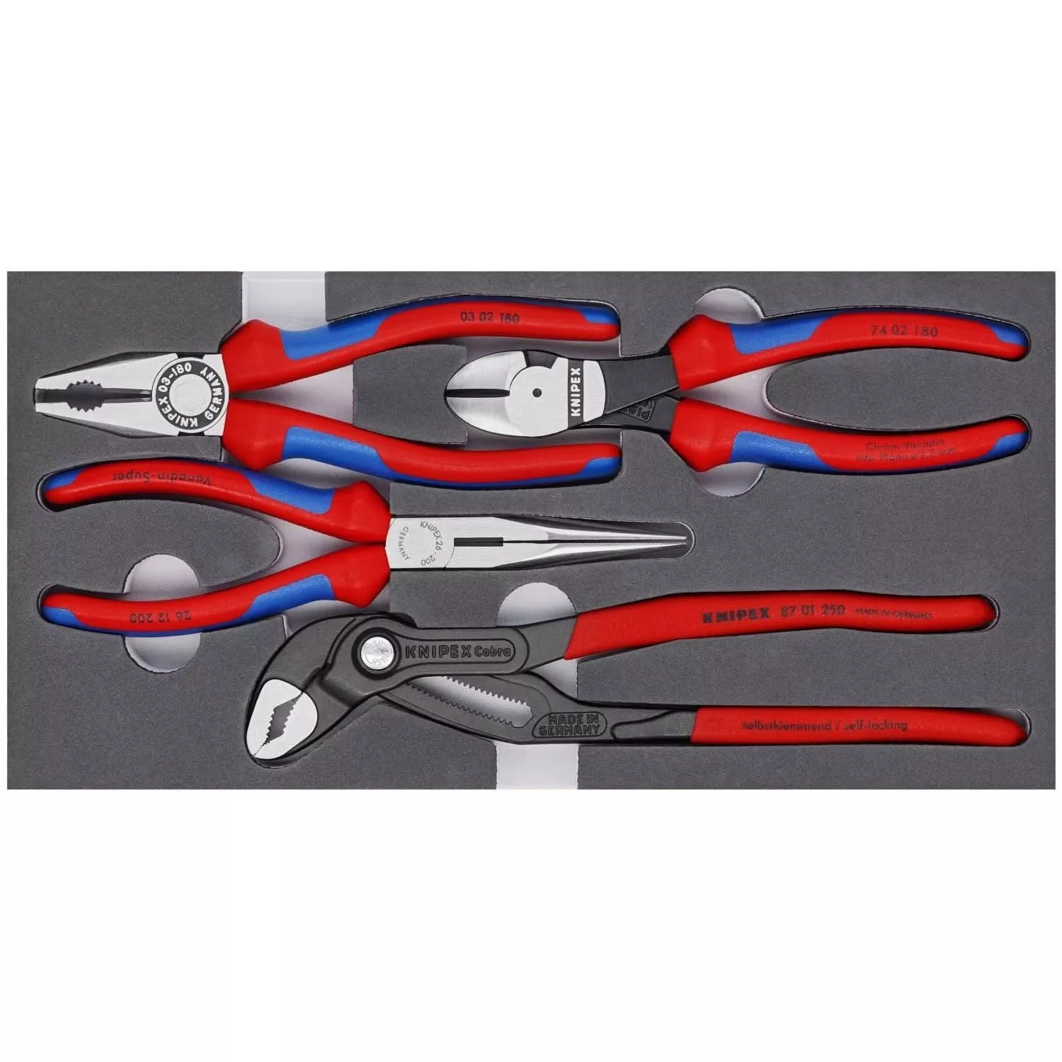 Knipex 00 20 01 V15 4 Pc Basic Pliers Set in Foam Tray