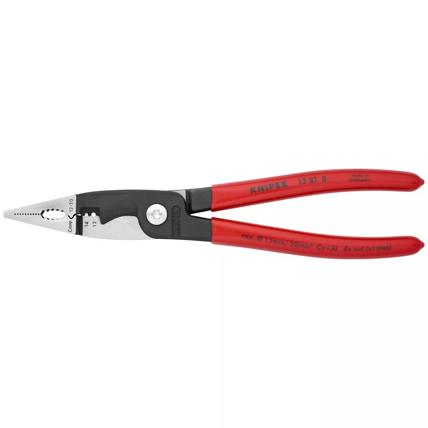 Knipex 13 81 8 6-in-1 Electrical Installation Pliers 12 and 14 AWG