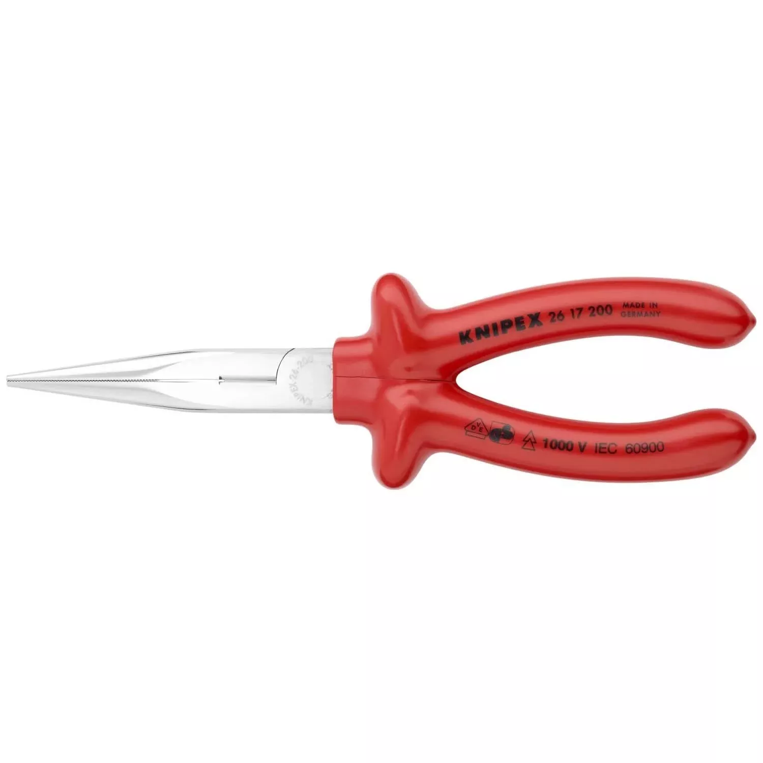 Knipex 26 17 200 Long Nose Pliers with Cutter-1000V Insulated