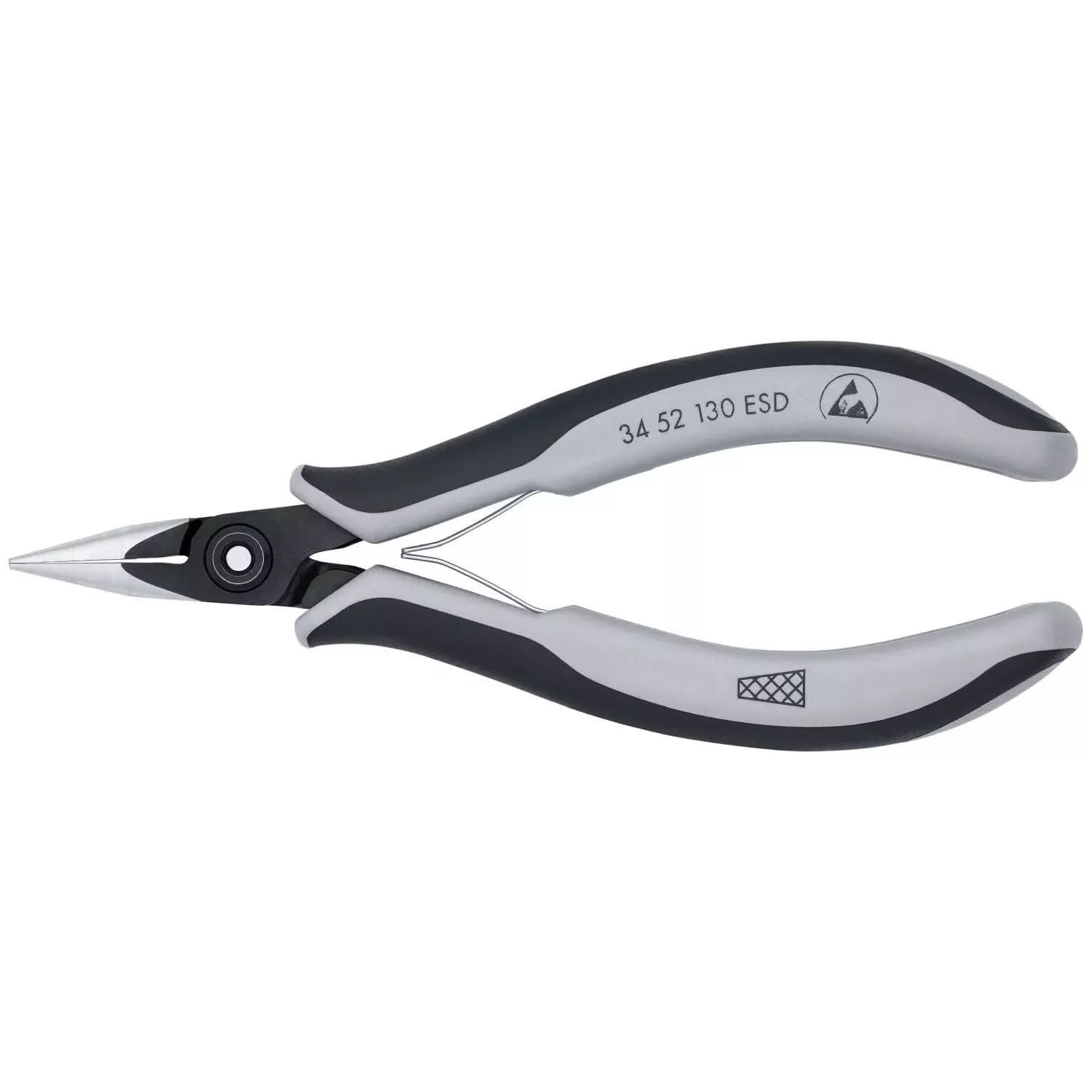 Knipex 34 52 130 ESD Electronics Pliers-Half Round Tips, Cross-Hatched, ESD Handles