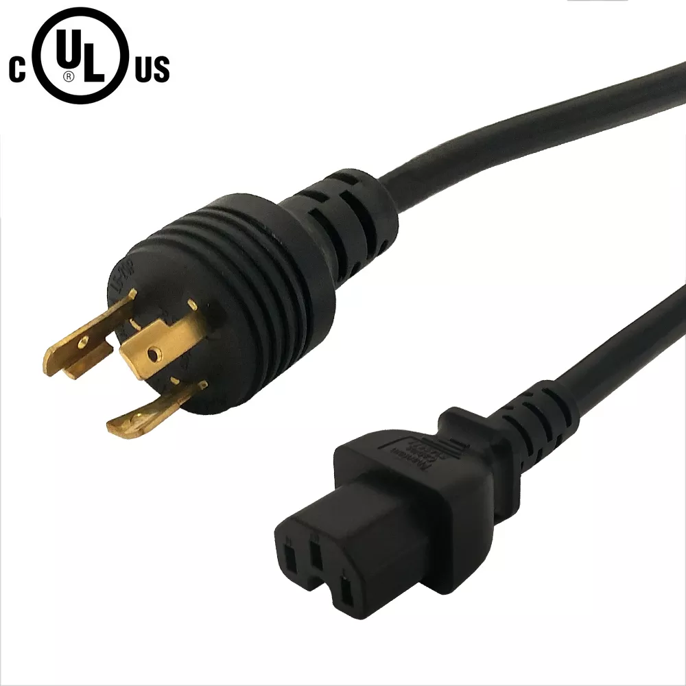 L6-20P to C15 Power Cable -14 awg - SJT Jacket - 12 ft