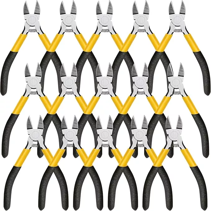 Lasnten 15 Pcs 5" Wire Cutters Precision Cutting Pliers Side Diagonal Cutters Small Wire Clippers Spring Loaded Flush Cut Snips with Nonslip Handle for DIY Jewelry Making Crafting Model Kits Zip Ties