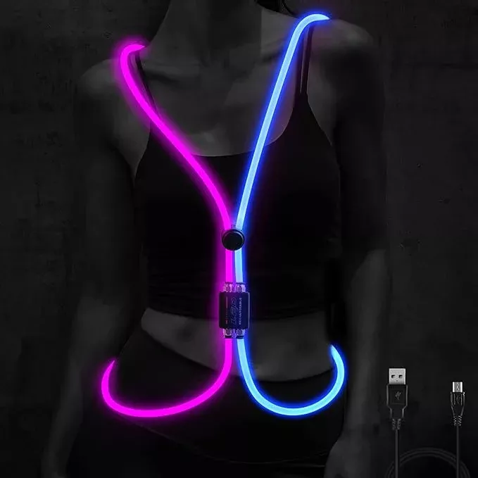 LED Reflective Vest Rechargeable Running Light for Runners High Visibility Safety Vest for Running,Cycling or Walking