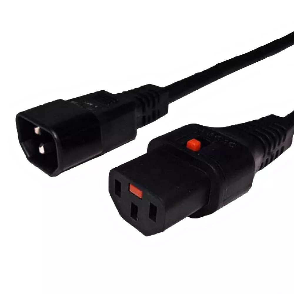 Locking C13 to C14 Power Cable - SJT Jacket - 2 ft