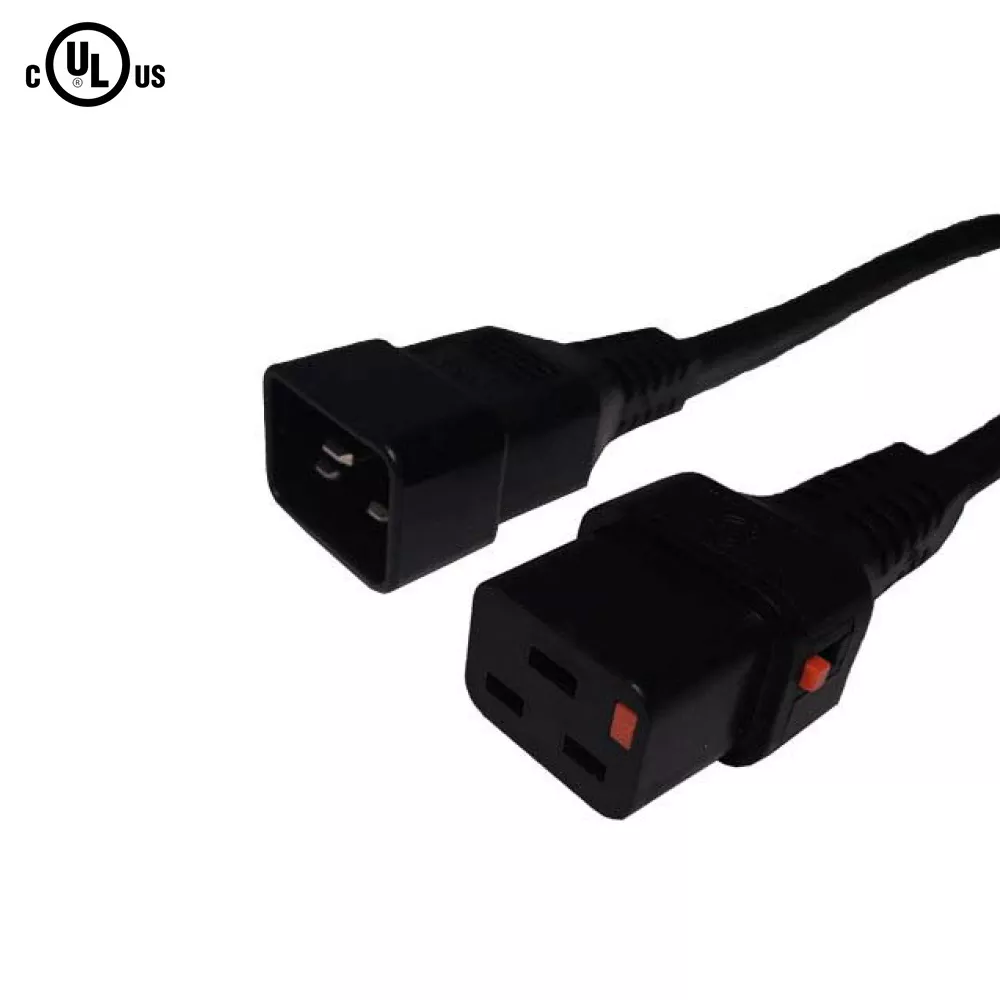 Locking C19 to C20 Power Cable - SJT Jacket - 4 ft