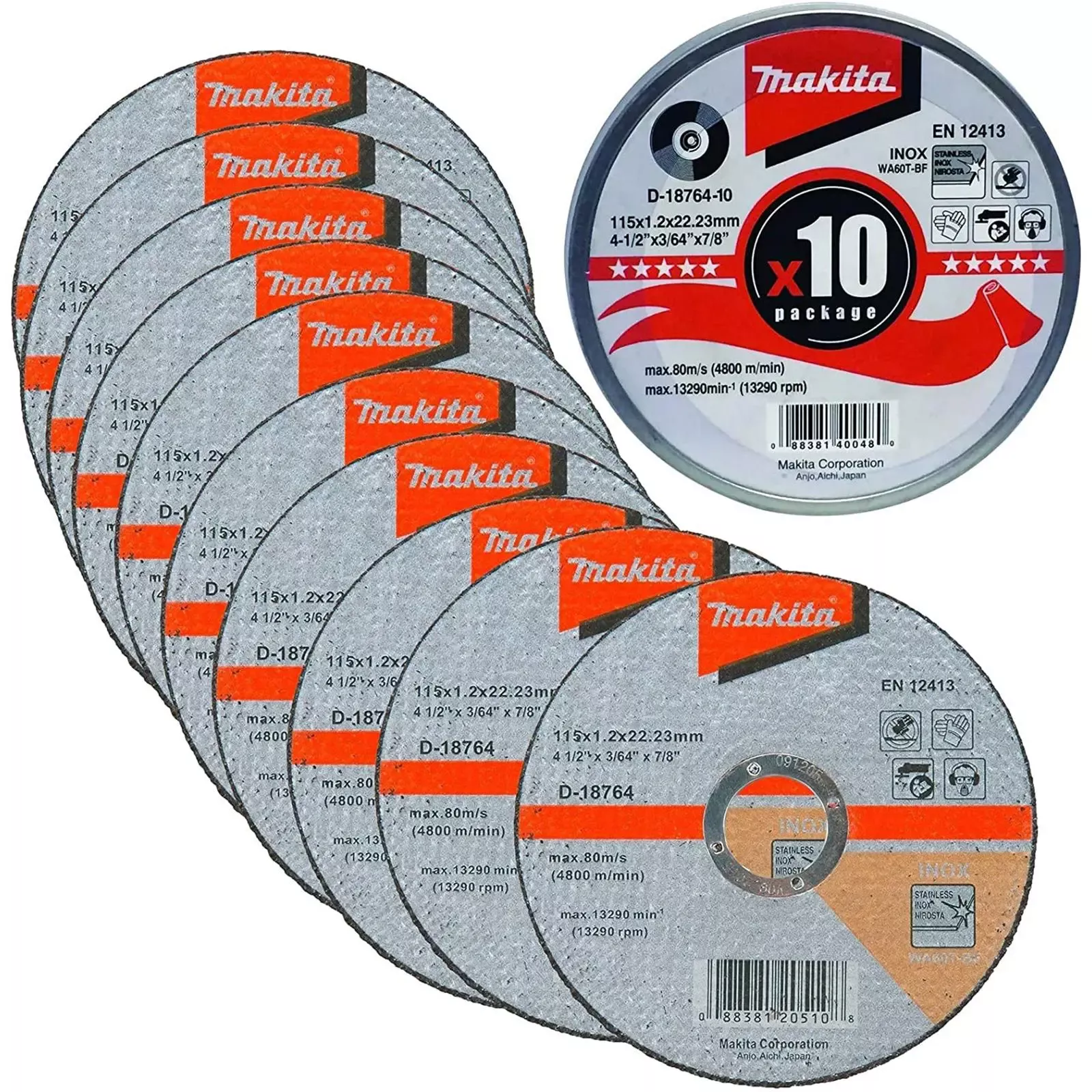 Makita Cutting Slitting Disc Angle Grinder Aluminium Weld 115 x 1.2mm 10pc Tin