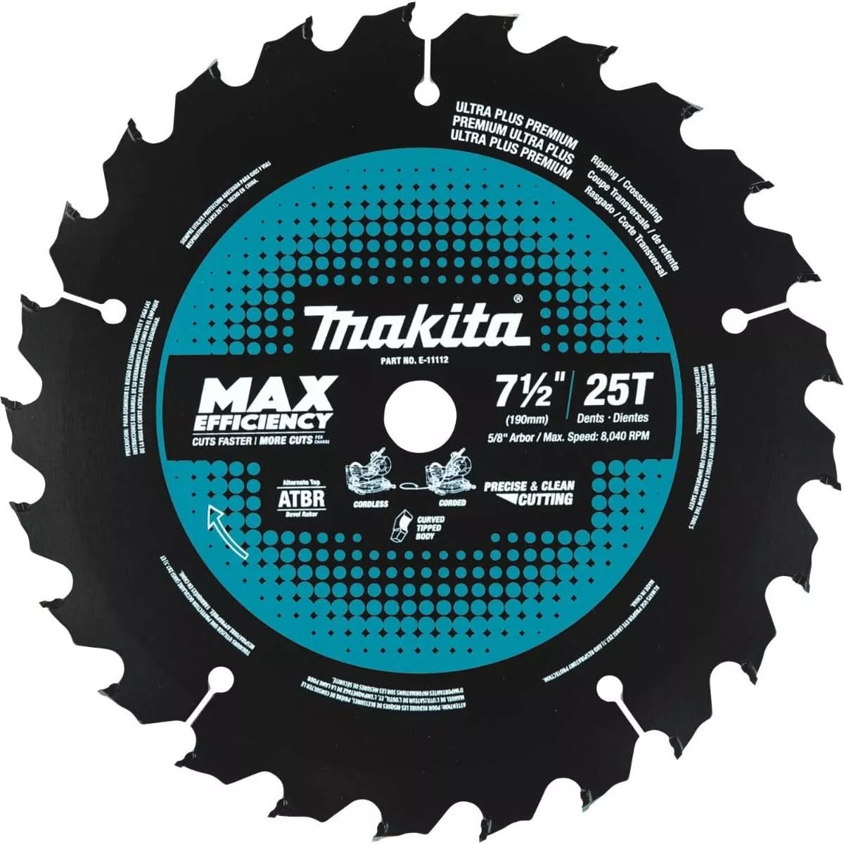 Makita E-11112 7-1/2" 25T Carbide-Tipped Max Efficiency Miter Saw Blade