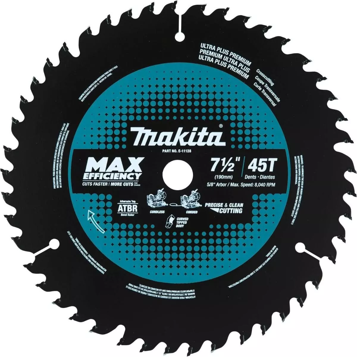 Makita E-11128 7-1/2" 45T Carbide-Tipped Max Efficiency Miter Saw Blade