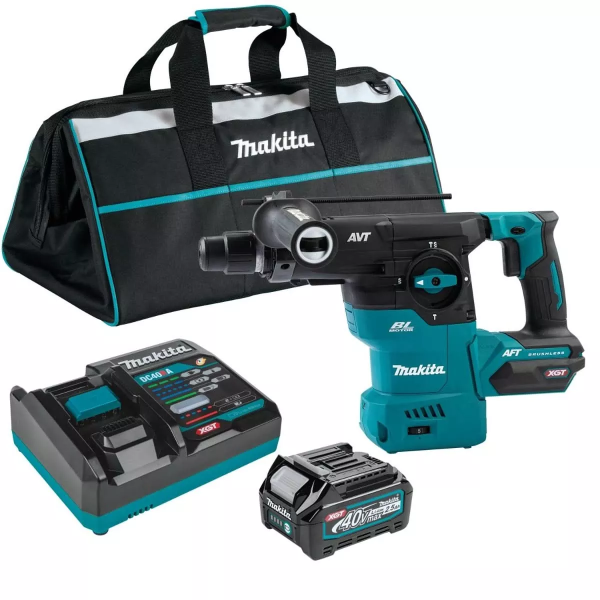 Makita GRH08M1 40V max XGT Brushless Cordless 1-3/16" SDS-PLUS AVT Rotary Hammer Kit, AFT, AWS Capable (4.0Ah)
