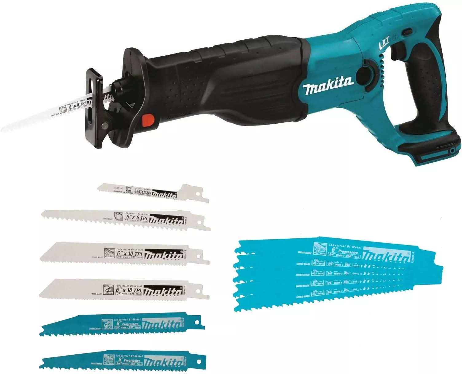Makita XRJ04Z 18V LXTCordless Reciprocating Saw, Tool Only with Assorted Blade Sets