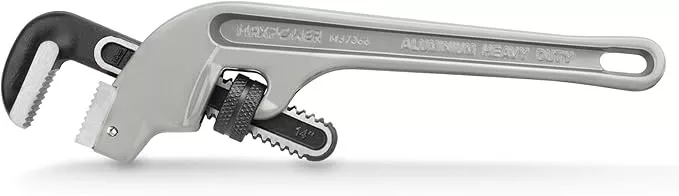MAXPOWER 14-inch End Pipe Wrench, 45 Degree Aluminum Offset Pipe Wrench, Ideal for Pipe Working Close to The Wall