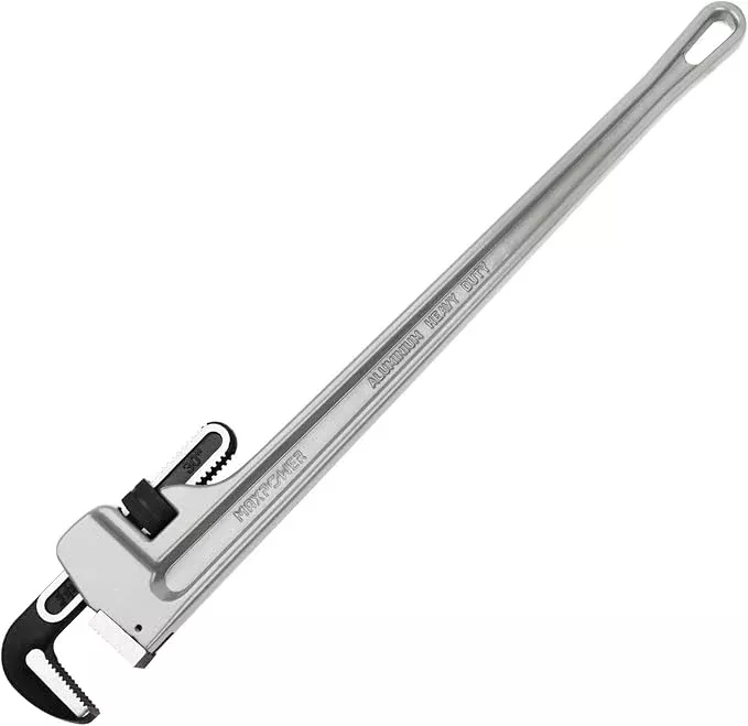 MAXPOWER 30-inch Pipe Wrench, Aluminum Straight Plumbing Wrench Heavy Duty Adjustable Pipe Wrench