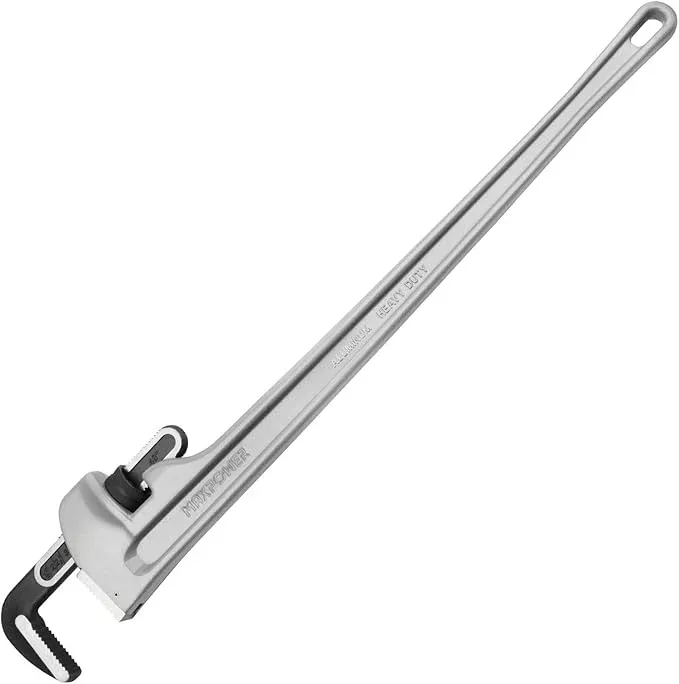 MAXPOWER 48-inch Pipe Wrench, Heavy Duty Large Straight Plumbing Wrench Smooth Jaw Aluminum Pipe Wrench