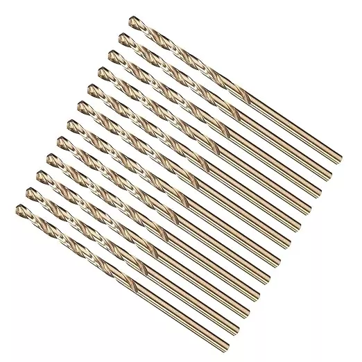 METALLIXITY Drill Bit (#39) 12Pcs, M2 High-Speed Steel Micro Number Bits Spiral Flute 135°Point Tip Gold Finish for Stainless Steel Iron Copper Aluminum Hard Metal