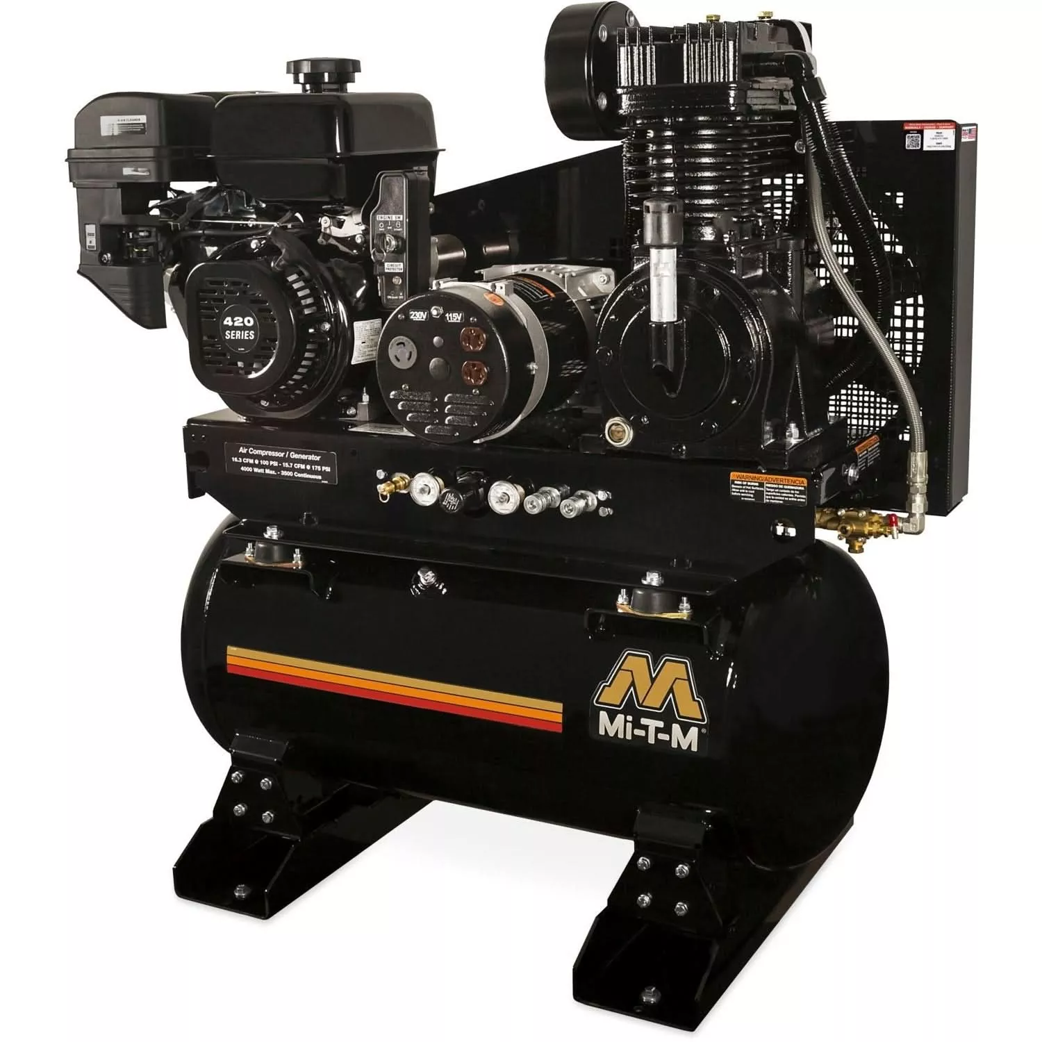 Mi-T-M AG2-SM14-30M 30-Gallon Two Stage Gasoline Air Compressor/Generator Combination