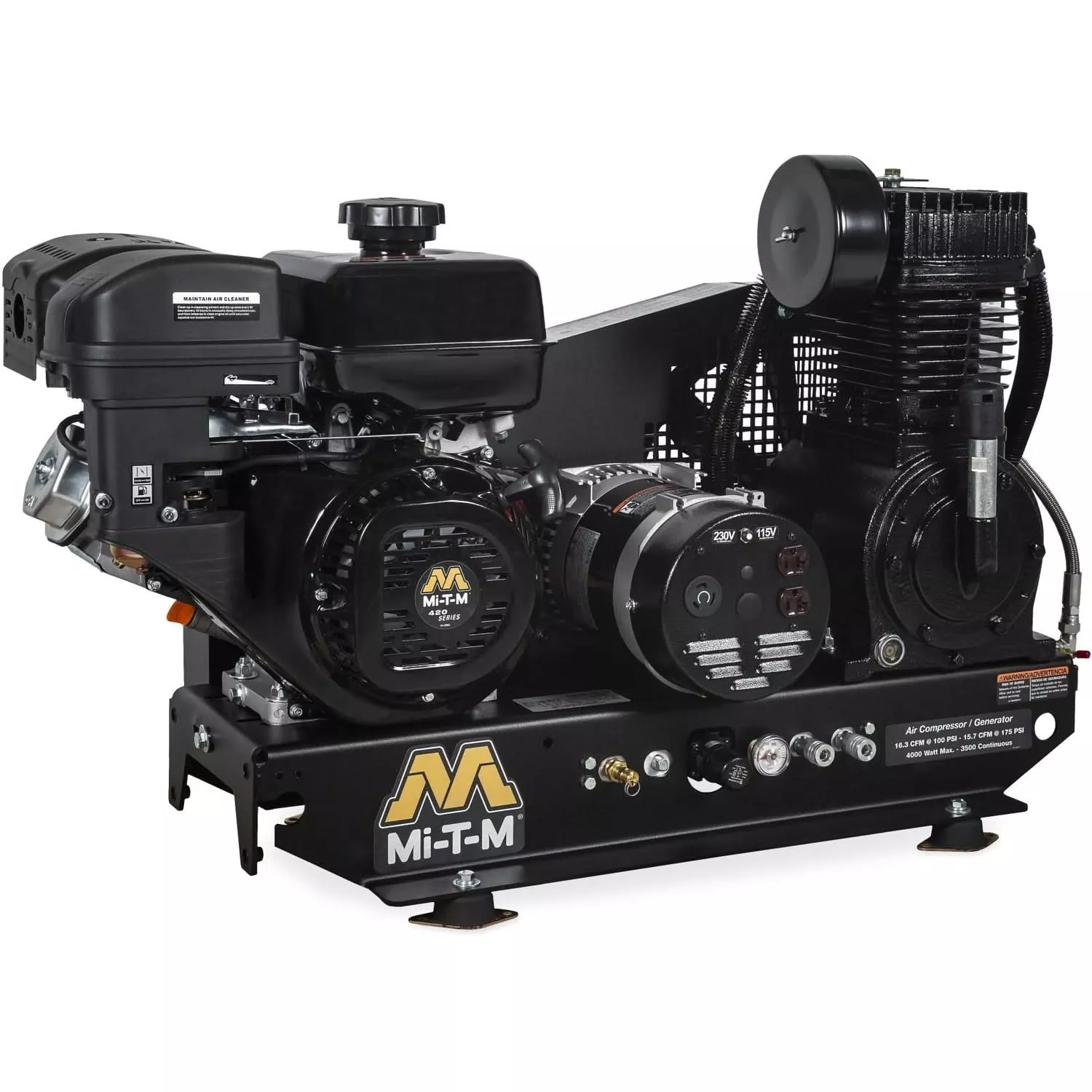 Mi-T-M AG2-SM14-B Base-Mount Two Stage Air Compressor/Generator Combination
