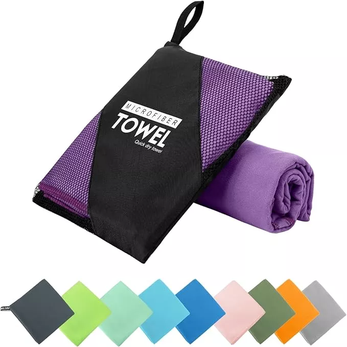 Microfiber Travel Towel, Soft Lightweight Quick Dry Towel, Super Absorbent Compact Travel & Sports & Beach Towels for Camping, Backpack, Gym, Swimming, Yoga, Hiking (XS:12"×24" -MintColor)