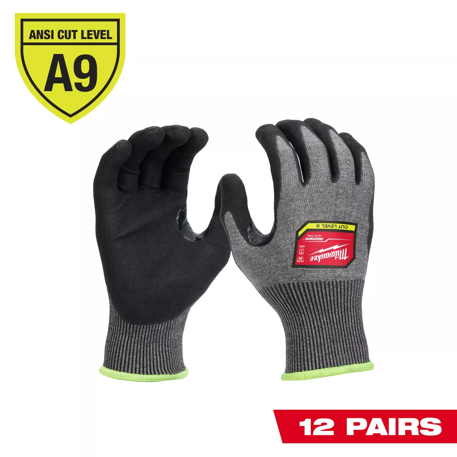 Milwaukee 12 Pair Cut Level 9 High-Dexterity Nitrile Dipped Gloves