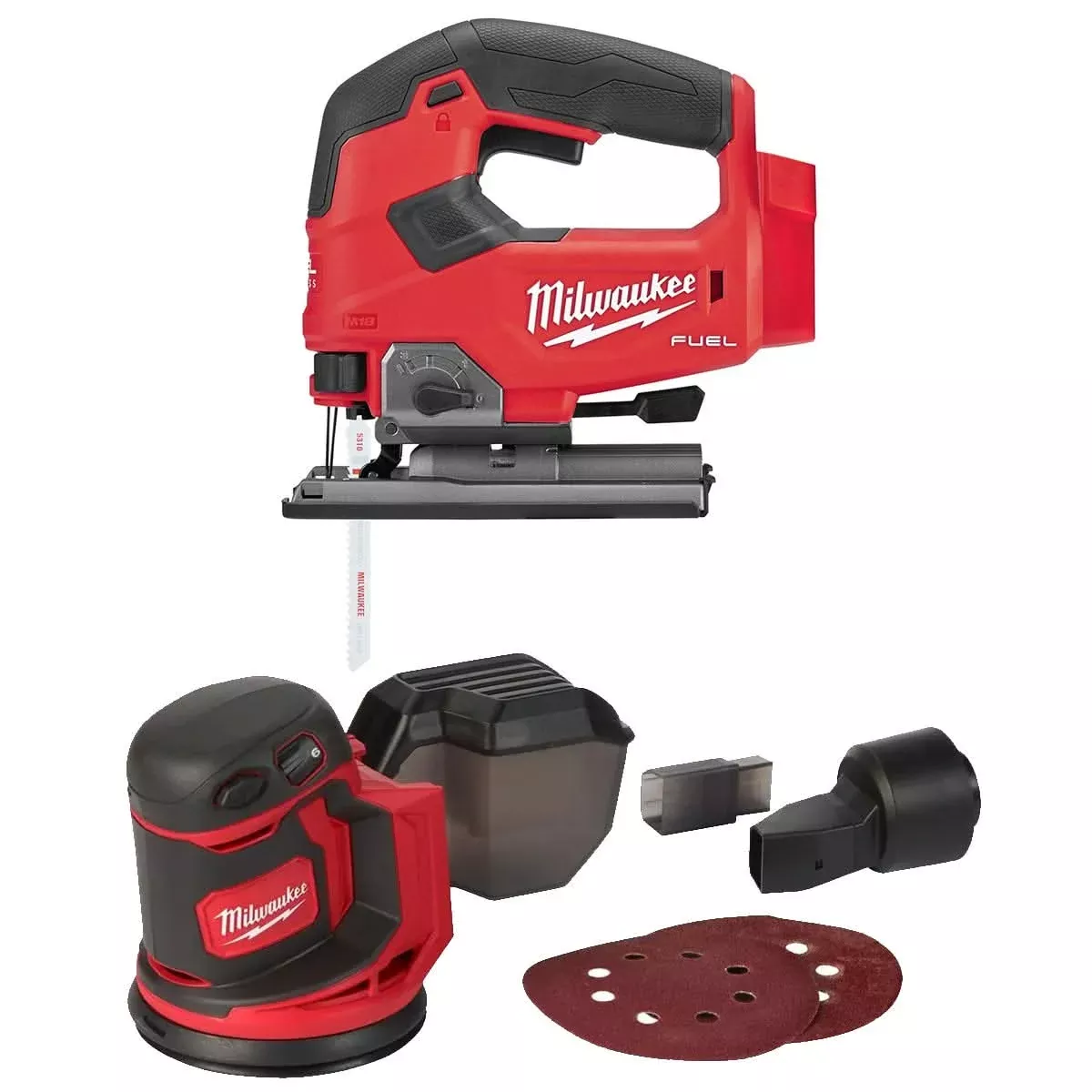 Milwaukee 2737-20 M18 Fuel D-Handle Jig Saw and Cordless 5-Inch Random Orbit Sander Kit