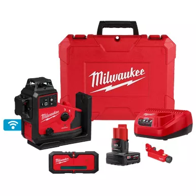 Milwaukee 3642-21 M12 Green 360° 3-Plane Laser w/Automatic Alignment & Receiver