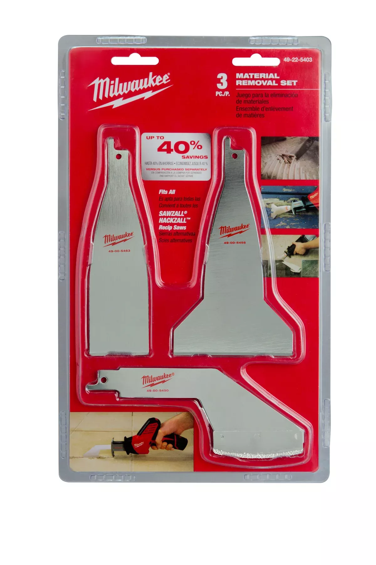 Milwaukee 3PC Material Removal SAWZALL Blade Set