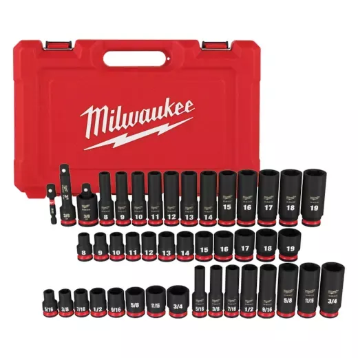 Milwaukee 43-Piece SHOCKWAVE Impact Duty™ 3/8" Drive SAE & Metric Deep 6 Point Socket Set 49-66-7009