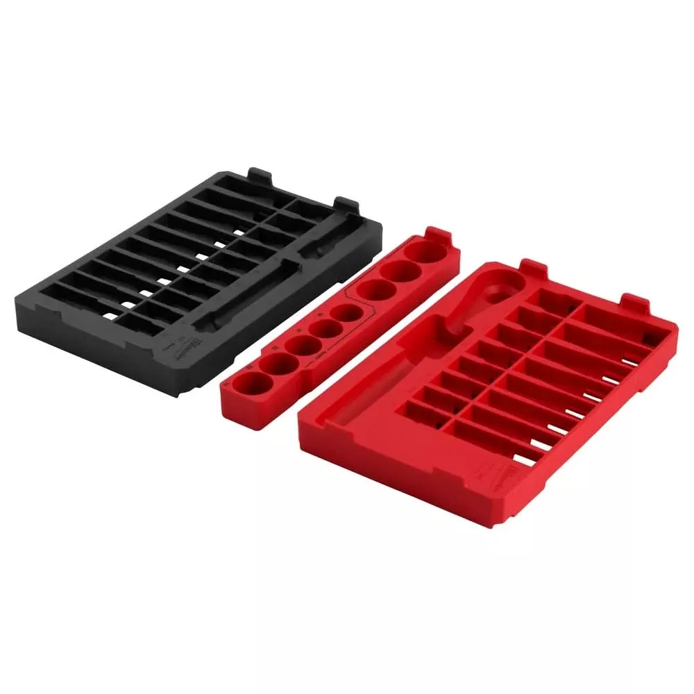 Milwaukee 48-22-9487T 47pc 1/2" Drive SAE & Metric Ratchet & Socket Set PACKOUT Trays