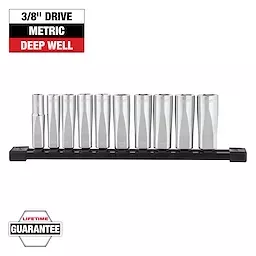 Milwaukee 48-22-9505 3/8" Drive 10pc Deep Well Socket Set - Metric
