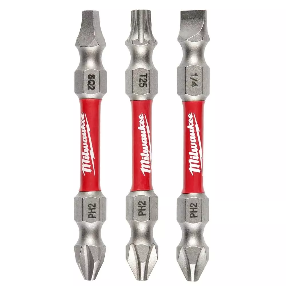 Milwaukee 48-32-4319 SHOCKWAVE Impact Duty PH2/SQ2/T25 Double Ended Bits 3PC