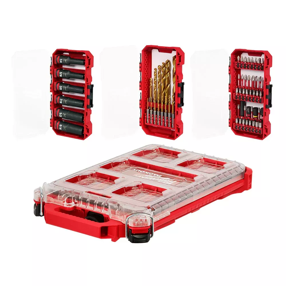 Milwaukee 48-32-5162 SHOCKWAVE Impact Drill Drive & Fasten PACKOUT Set - 60 PC