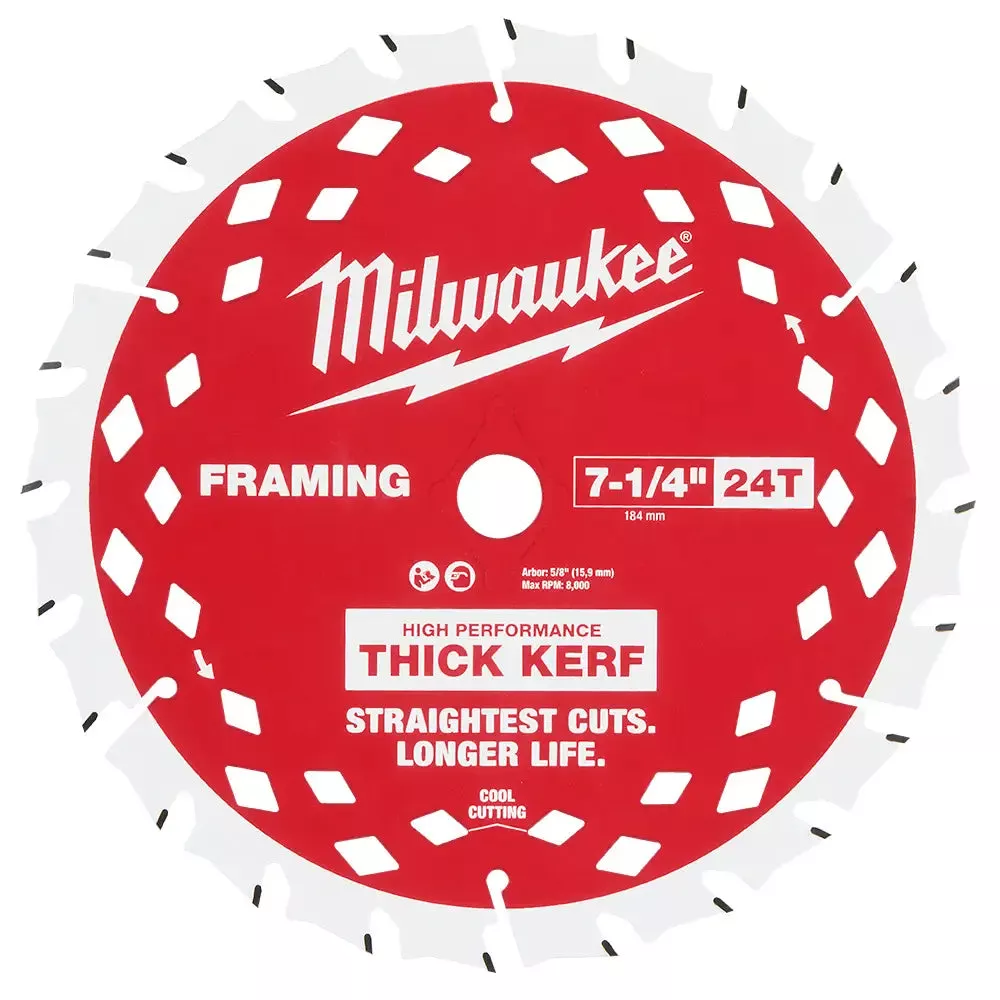 Milwaukee 48-41-0740 - 7-1/4" 24T Thick Kerf Framing Circular Saw Blade