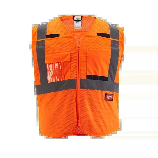 Milwaukee 48-73-5126 Class 2 Breakaway High Visibility Orange Mesh Safety Vest - L/XL