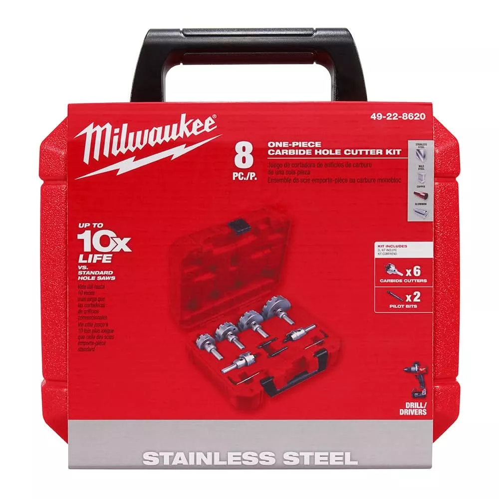 Milwaukee 49-22-8620 One-piece Carbide Hole Cutter 8-Piece Kit