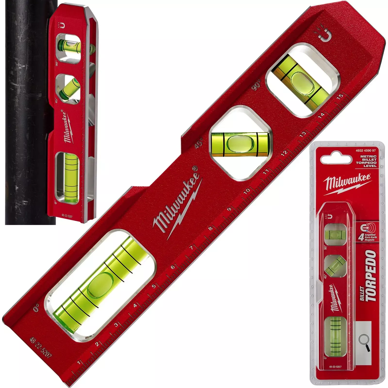 Milwaukee Billet Torpedo Spirit Level 17cm Magnetic
