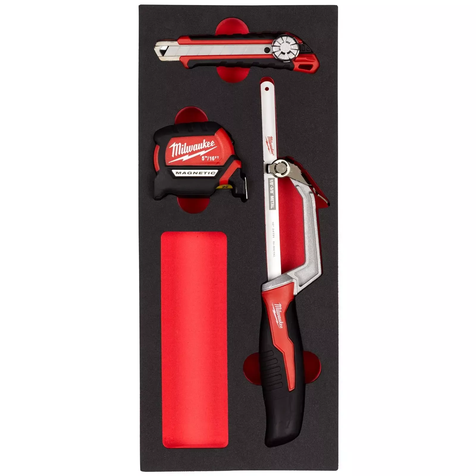 Milwaukee Cutting and Measuring Set EVA Foam Insert 3 Pieces Tape Measure Hacksaw