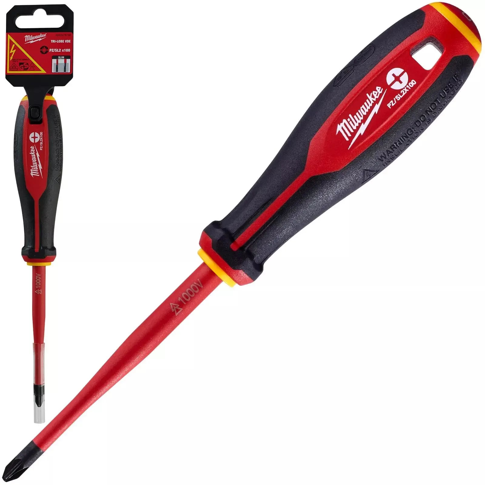 Milwaukee Tri-Lobe VDE Screwdrivers Slim Shank Anti Roll
