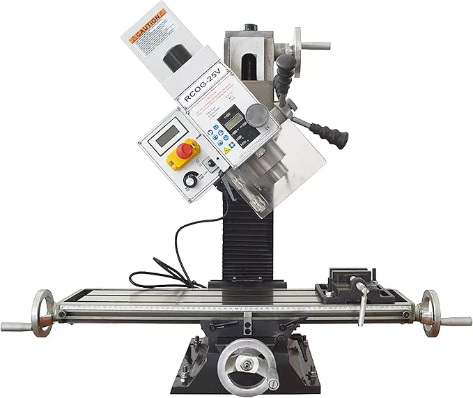 Mini Drilling and Milling Lathe Machine Benchtop for Metal Wood Working with Metric Scale Adjustable Speed MT3 Spindle Taper Emergency Stop Switch 1100W