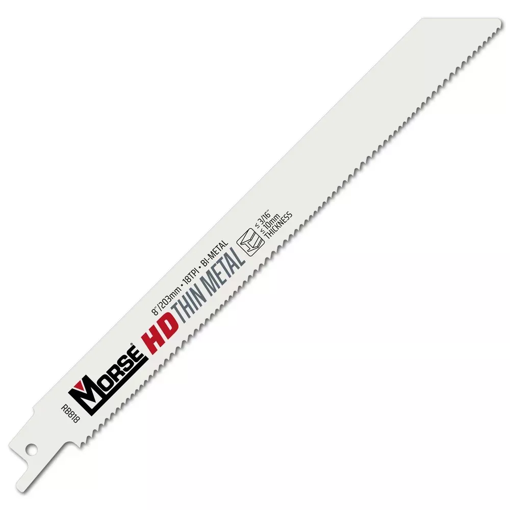 MK Morse 8" 18 TPI Bimetal Reciprocating Saw Blade, 5 Pack 402590