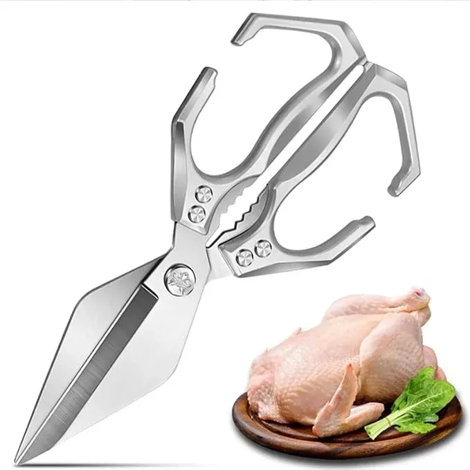 Multi-Purpose Kitchen Scissors,stainless steel scissors,Poultry Shears,Sharpeners Bottle Openers Zester and More Stainless Steel,for opening cans and heavy duty poultry cutting (Black)