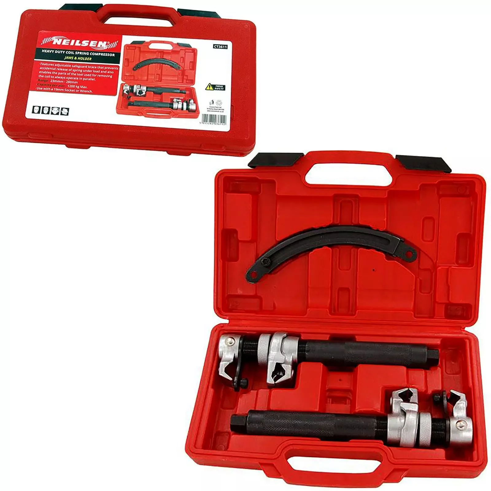 Neilsen Coil Spring Compressor Heavy Duty Jaws & Holder Adjustable Safeguard