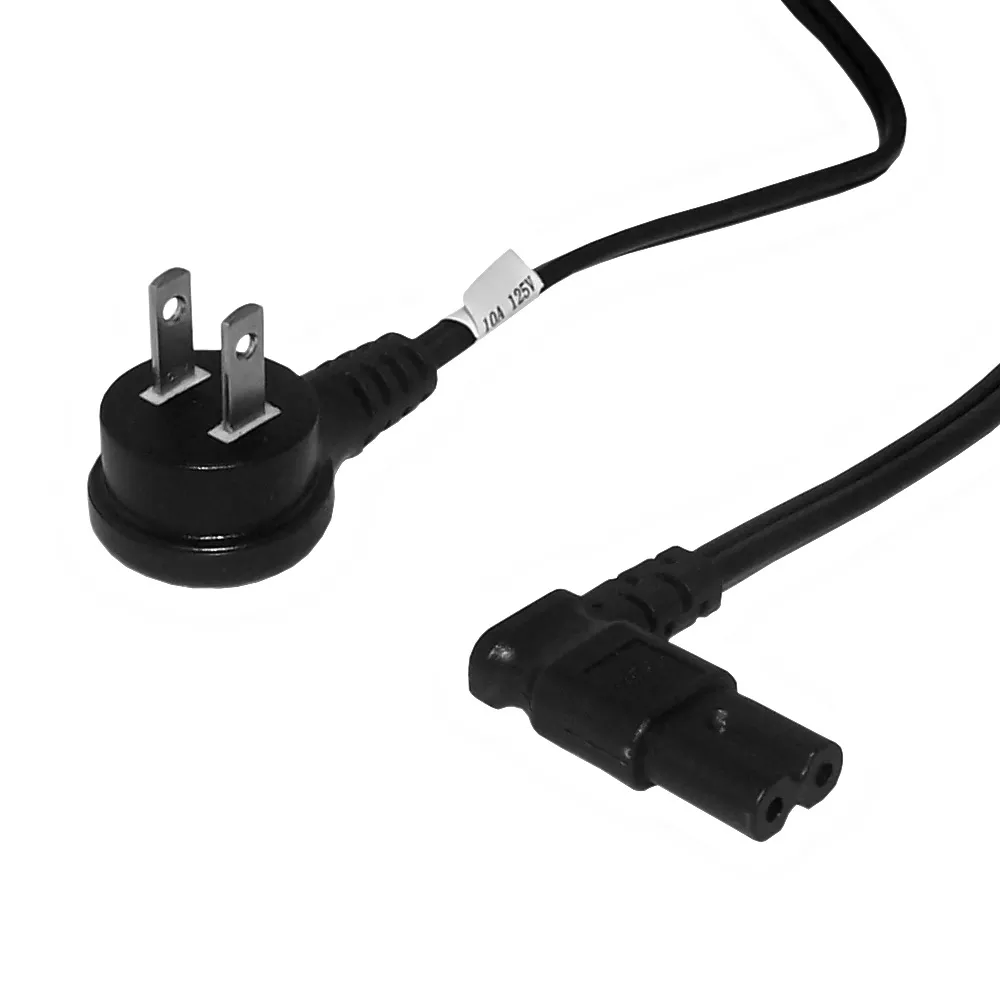 Nema 1-15P Down Angle to IEC C7 Non-Polarized Right AnglePower Cable - 18 awg - Spt-2 - 3 ft