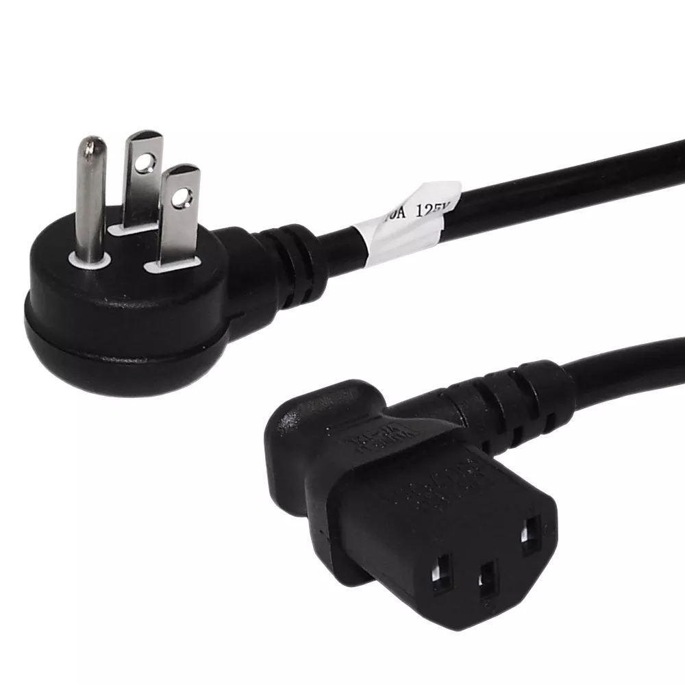 Nema 5-15P Up Angle to IEC C13 Right Angle Power Cable -SJT Jacket - 6 ft