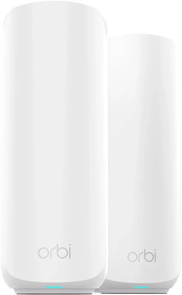 NETGEAR Orbi 370 Series Dual-Band WiFi 7 Mesh Network System for Home (RBE372) – Wireless Router + 1 Extender, Security Features, 5 Gbps, Covers 4,000 sq.ft., 70 Devices, 2.5GB Internet Port, BE5000