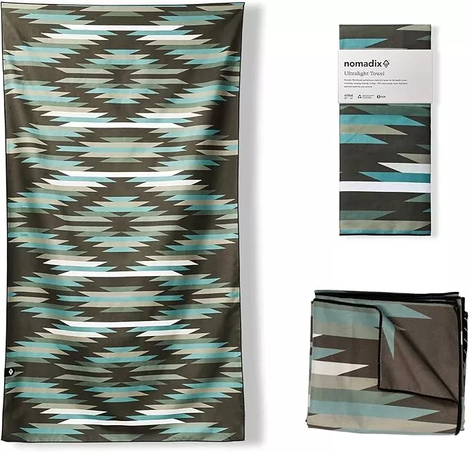 Nomadix Ultralight Towel - Quick Dry & Super Lightweight - Perfect As A Pack Towel to Save On Space - Made with Recycled Materials - Palms Night - 30x54