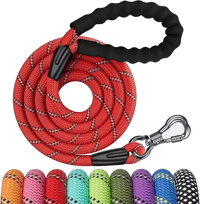 NTR 3FT Heavy Duty Dog Leash with Swivel Lockable Hook and Comfortable Padded Handle, Teal Rope Dog Leash for Small Medium Large Dogs Training, Playing, Camping, or Backyard